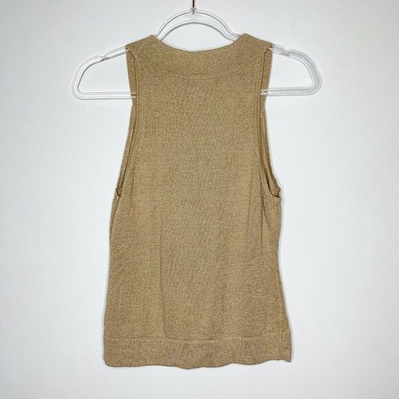 Charlotte Russe Vest Junior Girl Large Gold Metallic Knit - Picture 3 of 5